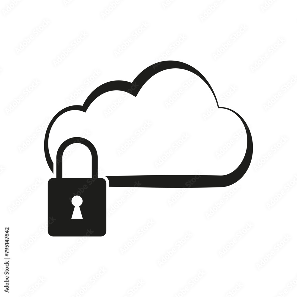 Poster secure cloud storage. data protection concept. privacy lock symbol. digital safety graphic. vector i