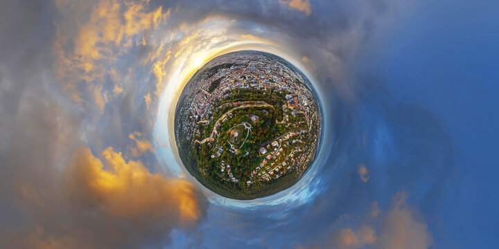 stuttgart germany aerial drone panorama 360° little planet