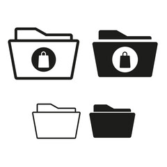 Secure folder icons. Document privacy concept. Locked files symbol. Data protection design. Vector illustration. EPS 10.
