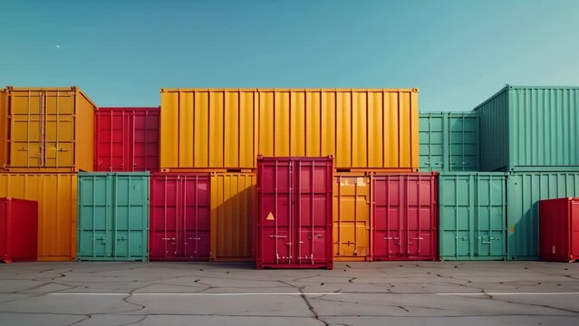 Sea freight logistics service for cargo transportation with container boxes. Concept Sea Freight, Logistics Service, Cargo Transportation, Container Boxes