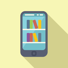 Online bookstore icon flat vector. Digital reading. Modern device