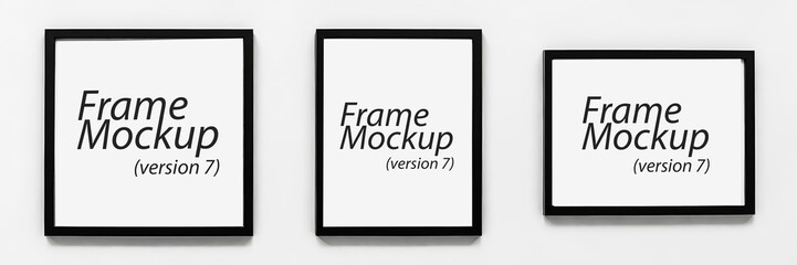 Realistic picture frame mockups .Black Pictures Frame Mockup Isolated. Blank Frame mockups, Home decoration. Vector Illustration. Generative AI. V-7