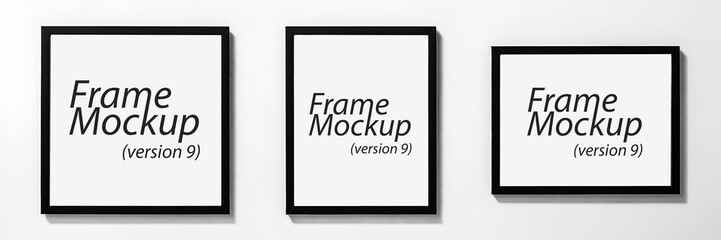 Realistic picture frame mockups .Black Pictures Frame Mockup Isolated. Blank Frame mockups, Home decoration. Vector Illustration. Generative AI. V-9