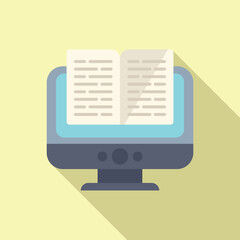 Reading online information icon flat vector. New learn inspiration. Social device