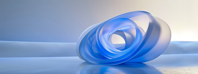 A blue and white abstract design with a blue circle in the center