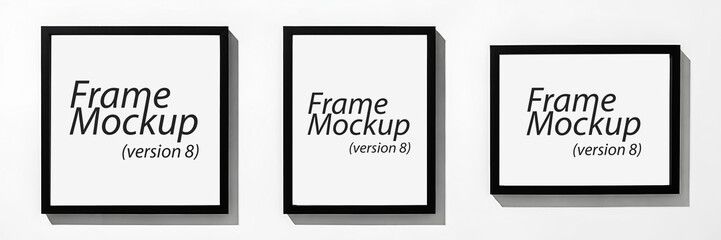 Realistic picture frame mockups .Black Pictures Frame Mockup Isolated. Blank Frame mockups, Home decoration. Vector Illustration. Generative AI. V-8