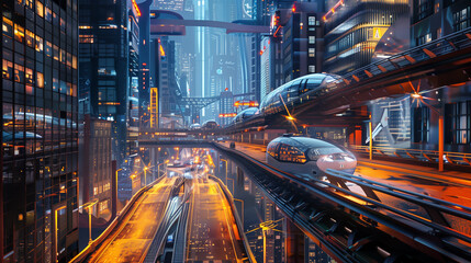 Fototapeta na wymiar Futuristic Metropolis: Smart Infrastructure Redefining Urban Living