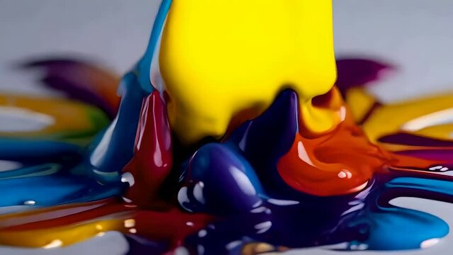 Color paint drops in watercolor splashes