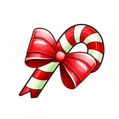 clipart kawaii, christmas candy cane, white background сreated with Generative Ai