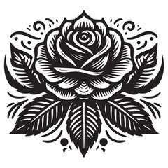 Rose Flower Black Silhouette Stock Vectors, Clipart and Illustrations