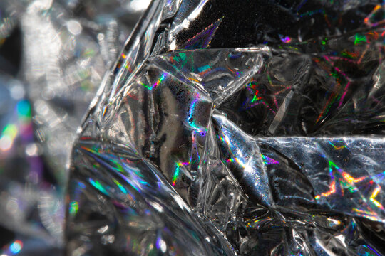 Holographic Crumpled Paper Material which is Shiny for Background