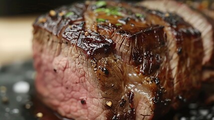A perfectly cooked beef and ready to serve