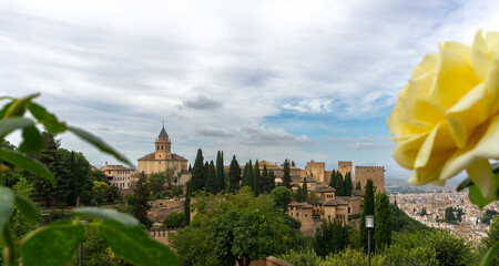 Alhambra Complex as Seen from Generalife. Granada, Andalusia, Spain.
