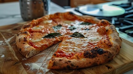 A perfectly cooked pizza