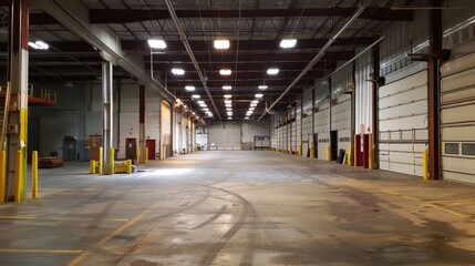 Obraz premium Industrial warehouse facility with loading docks and storage space