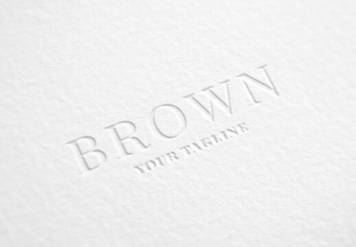 Clean Minimal Pressed Debossed Embossed Logo Mockup Template Texture Paper Branding Brand Identity Effect
