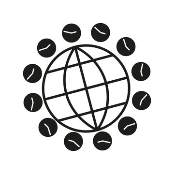 Global time zones concept. World clock icons. International time. Vector illustration. EPS 10.
