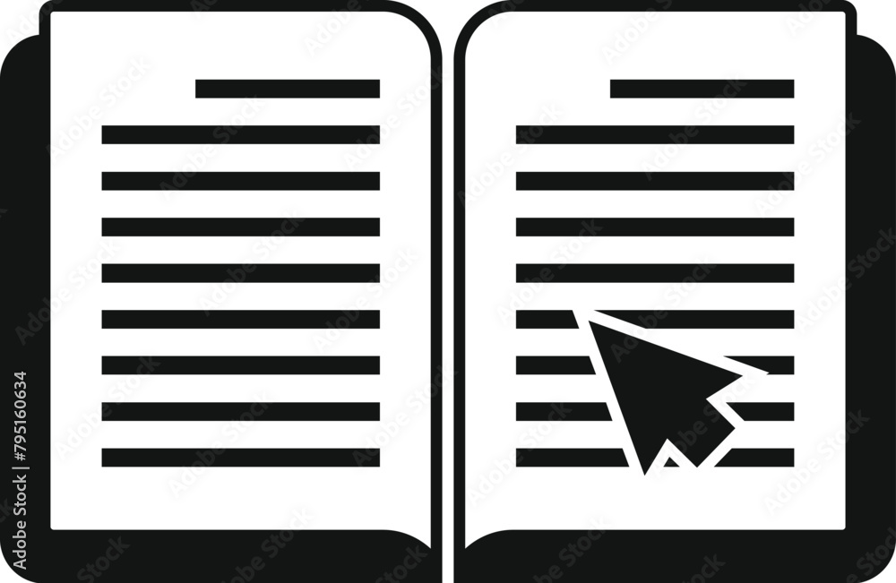 Poster click on digital book icon simple vector. online reading. teaching public