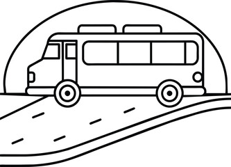 Bus coloring pages. Vehicles line art for coloring book.