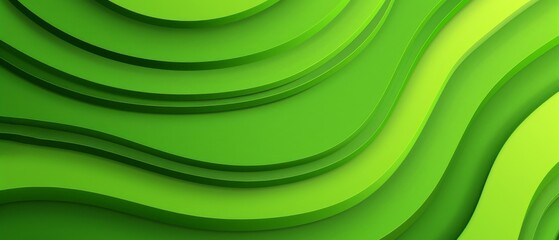 Abstract organic neon green color paper cut overlapping paper waves texture background banner panorama illustration for webdesign or business
