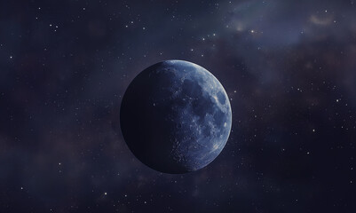 Fototapeta na wymiar space background planet moonlight and stars