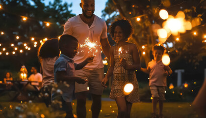 A family of three, a man, a woman and a child