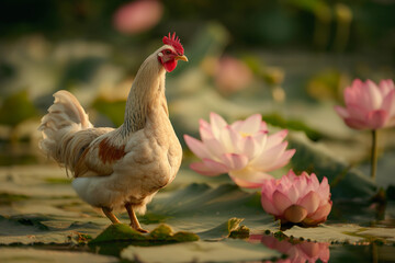 chicken in the nature 