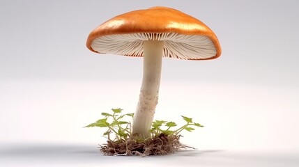 mushrooms on a white background with water droplets on it