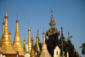 Myanmar Yangon Shwedagon Paya on a sunny spring day