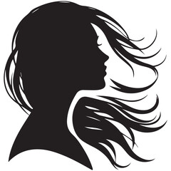 Silhouette of a womans head with curly hair vector illustration