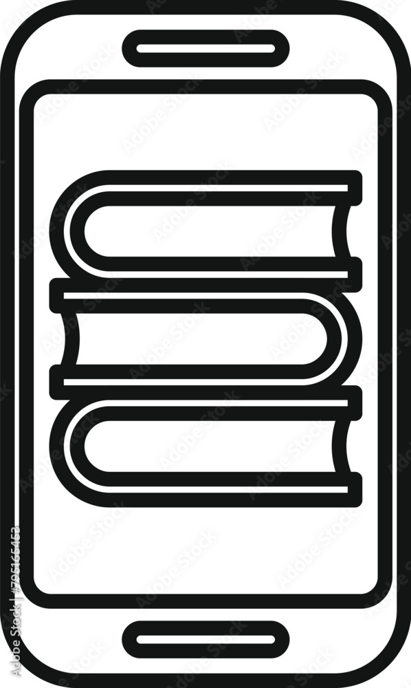 Poster online book stack icon outline vector. reading digital device. public learn