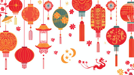 Collage of beautiful Chinese symbols