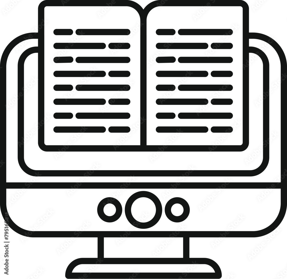 Poster reading online information icon outline vector. new learn inspiration. social device