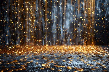 Golden confetti falling down 