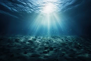  Calm underwater scene with sunrays reaching the seabed outdoors nature tranquility © Rawpixel.com