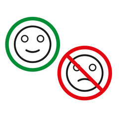 Customer feedback concept. Happy and unhappy face icons. Satisfaction rating symbols. Vector illustration. EPS 10.