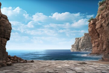 Sea cliffs sea landscape outdoors - obrazy, fototapety, plakaty