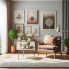 modern living room with furniture Generative AI