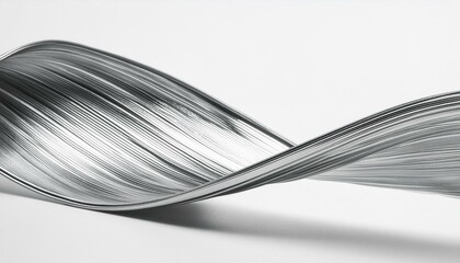 3d rendering wave chrome metallic band. Flowing abstract metal shape. on white background