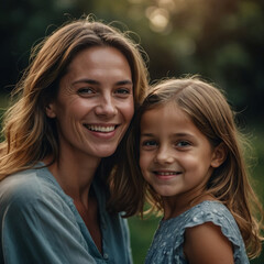 Fototapeta premium Mother and daughter showing love for each other