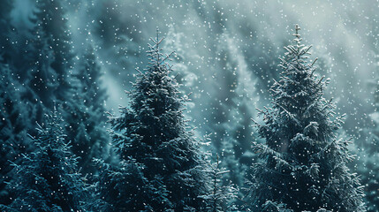 Winter background with fir trees --