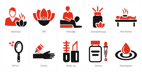 A set of 10 beauty and spa icons as wellness, spa, massage