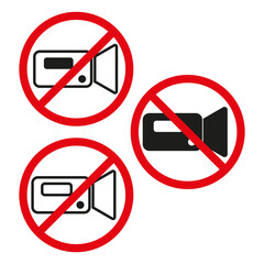 No loudspeaker symbol. Sound prohibition sign. Silent mode requested icons. Vector illustration. EPS 10.
