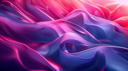 Obraz premium Fluid Purple Silk Wave Texture with Soft Pink and Blue Fractal Patterns, Generative AI