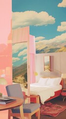 Hotel loft art furniture painting.