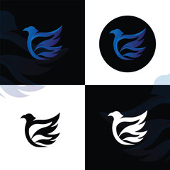 business logo with bird illustration icon