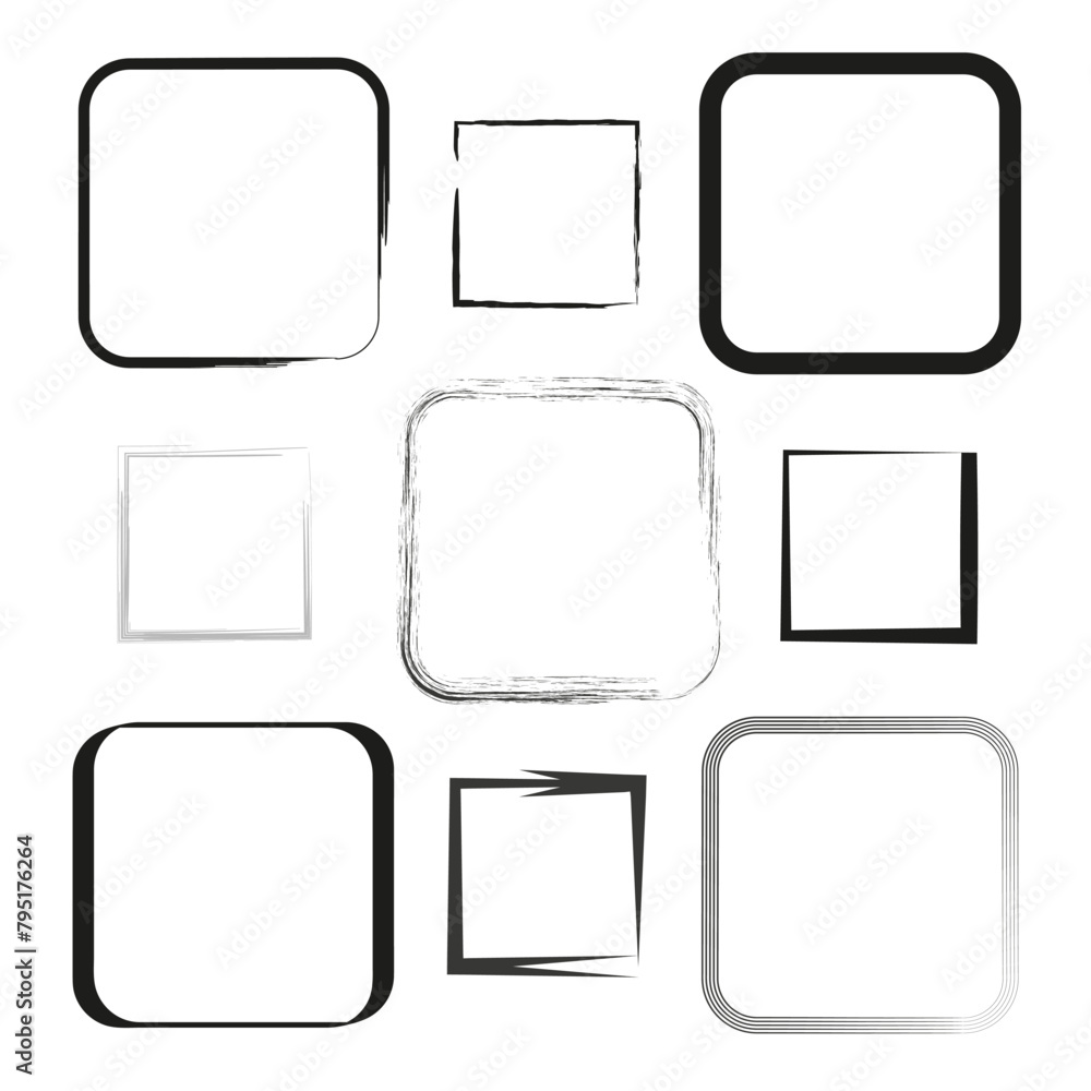 Poster collection of square and rectangular frames. assorted borders with various textures. vector illustra