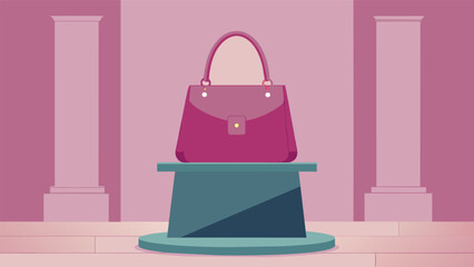 Fototapeta premium In the center of the store a pedestal showcases the most coveted designer handbag of the season drawing the attention of all who pass by..