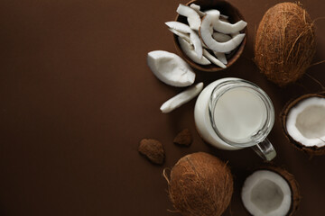 Coconut milk, concept of tasty and natural drink