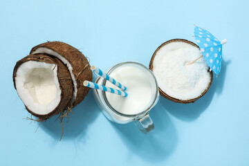 Coconut milk, concept of tasty and natural drink